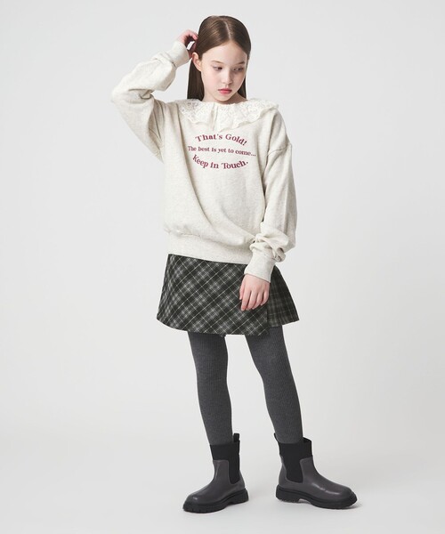 green label relaxing（グリーンレーベルリラクシング）の「チェック ラップキュロット（ブラック） / キッズ  100cm-160cm（その他パンツ・キッズ・ブラック・150cm/120cm/130cm/140cm/100cm/160cm/110cm）」の9枚目の写真