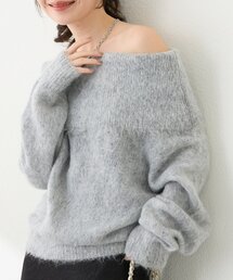 【今すぐお届け!・最強モテニット】オフショルシャギーニット