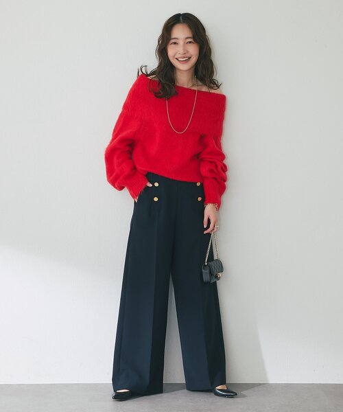 La boutique BonBon(ラブティックボンボン)の「【今すぐお届け!・最強モテニット】オフショルシャギーニット(ニット/セーター・レディース・グレー/ピンク/サックスブルー/レッド・FREE)」の9枚目の写真