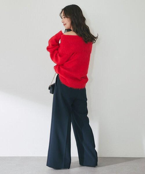 La boutique BonBon(ラブティックボンボン)の「【今すぐお届け!・最強モテニット】オフショルシャギーニット(ニット/セーター・レディース・グレー/ピンク/サックスブルー/レッド・FREE)」の6枚目の写真