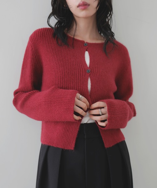 LIAN（リアン）の「センターホールリブニットカーディガン（カーディガン/ボレロ・レディース・ブラウン/レッド/チャコールグレー/ブラック・FREE）」の5枚目の写真