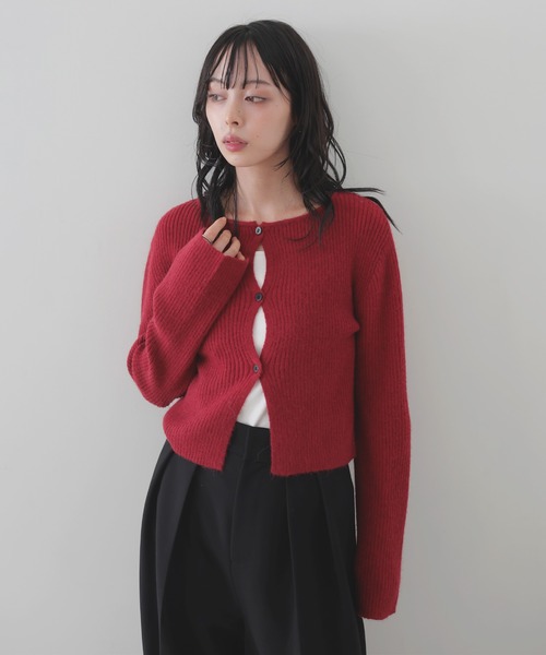 LIAN（リアン）の「センターホールリブニットカーディガン（カーディガン/ボレロ・レディース・ブラウン/レッド/チャコールグレー/ブラック・FREE）」の9枚目の写真