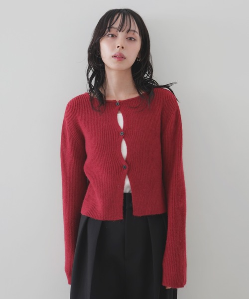LIAN（リアン）の「センターホールリブニットカーディガン（カーディガン/ボレロ・レディース・ブラウン/レッド/チャコールグレー/ブラック・FREE）」の7枚目の写真