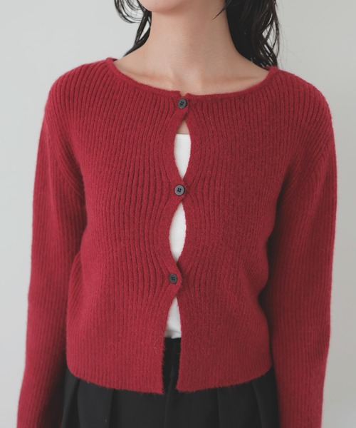 LIAN（リアン）の「センターホールリブニットカーディガン（カーディガン/ボレロ・レディース・ブラウン/レッド/チャコールグレー/ブラック・FREE）」の10枚目の写真