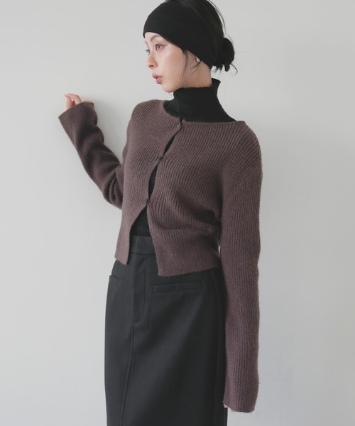 LIAN（リアン）の「センターホールリブニットカーディガン（カーディガン/ボレロ・レディース・ブラウン/レッド/チャコールグレー/ブラック・FREE）」の12枚目の写真