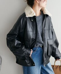 【WEB限定】ティペット付レザーブルゾン