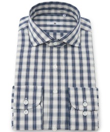 SUIT SELECT（スーツセレクト）の「【長袖】【SILVER LINE】ワイドカラーワイシャツ/アイボリー×ネイビーチェック（ビジネスシャツ）」