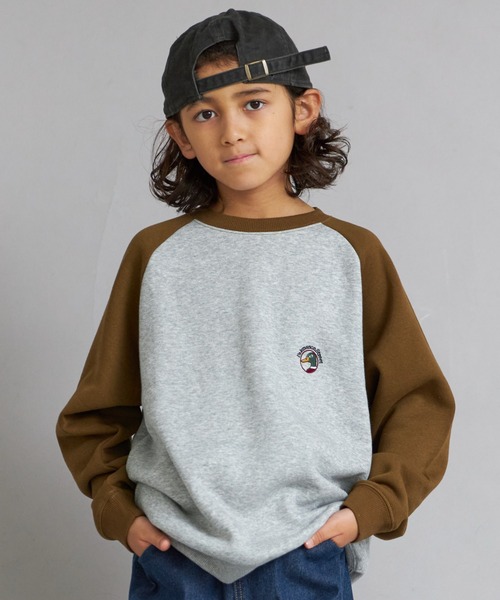 PAIRMANON STREET（ペアマノンストリート）の「裏起毛 スウェット ラグラン トレーナー【PAIRMANON STREET】（スウェット・キッズ・ブラック/ブラウン/グリーン/イエロー/ネイビー/パープル・160/140/130/100/110/120/150/90）」の2枚目の写真