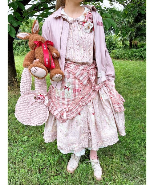 ニ*う様 PINK HOUSE うさぎ ブルゾン ピンク バラ園うさぎ刺繍ブルゾン（ブルゾン）｜PINK HOUSE（ピンク