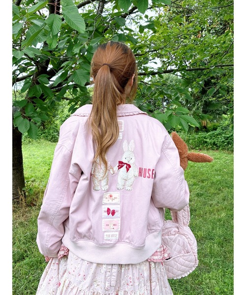 稀少☆限定1点限り★PINK HOUSE ピンクハウス ブルゾン バラ刺繍 バラ園うさぎ刺繍ブルゾン（ブルゾン）｜PINK HOUSE（ピンク