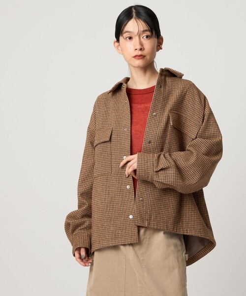 CITEN（シテン）の「＜CITEN＞ミニチェックジャケットブラウン（カバーオール・レディース・ブラウン系・S/M）」の2枚目の写真