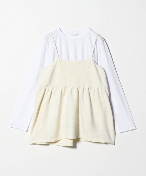 A DAY IN THE LIFE UNITED ARROWS（アデイインザライフユナイテッドアローズ）の「クリンクル ベロアキャミ＋Tシャツ ＜A DAY IN THE LIFE＞（Tシャツ/カットソー・レディース・オフホワイト/モカ/ダークグレー・FREE）」の2枚目の写真