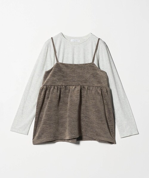 A DAY IN THE LIFE UNITED ARROWS（アデイインザライフユナイテッドアローズ）の「クリンクル ベロアキャミ＋Tシャツ ＜A DAY IN THE LIFE＞（Tシャツ/カットソー・レディース・オフホワイト/モカ/ダークグレー・FREE）」の3枚目の写真