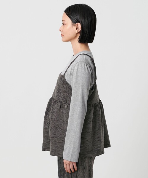 A DAY IN THE LIFE UNITED ARROWS（アデイインザライフユナイテッドアローズ）の「クリンクル ベロアキャミ＋Tシャツ ＜A DAY IN THE LIFE＞（Tシャツ/カットソー・レディース・オフホワイト/モカ/ダークグレー・FREE）」の6枚目の写真