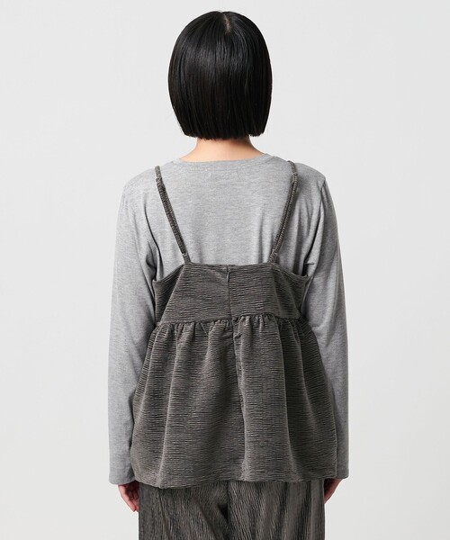 A DAY IN THE LIFE UNITED ARROWS（アデイインザライフユナイテッドアローズ）の「クリンクル ベロアキャミ＋Tシャツ ＜A DAY IN THE LIFE＞（Tシャツ/カットソー・レディース・オフホワイト/モカ/ダークグレー・FREE）」の7枚目の写真