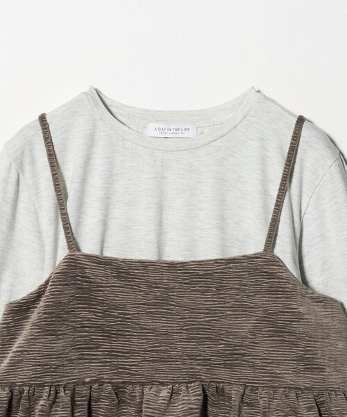 A DAY IN THE LIFE UNITED ARROWS（アデイインザライフユナイテッドアローズ）の「クリンクル ベロアキャミ＋Tシャツ ＜A DAY IN THE LIFE＞（Tシャツ/カットソー・レディース・オフホワイト/モカ/ダークグレー・FREE）」の12枚目の写真