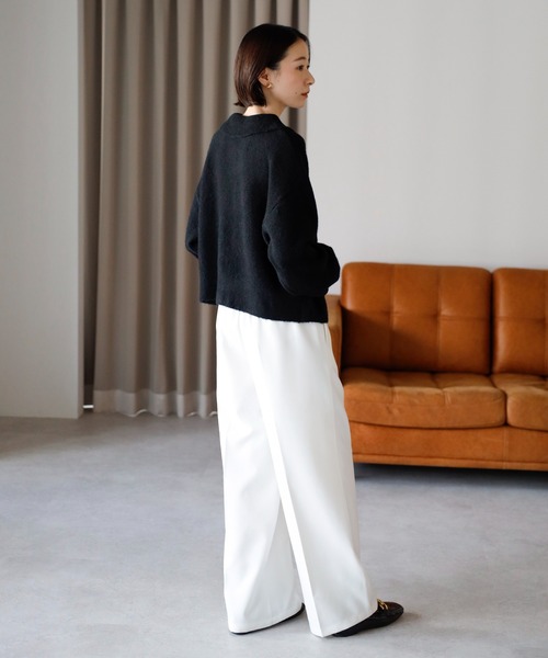 amini（アミニ）の「襟付きポロニットカーディガン（カーディガン/ボレロ・レディース・ブラック/ベージュ/アイボリー/ブラウン/グレー・MEDIUM）」の8枚目の写真