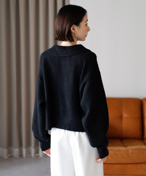 amini（アミニ）の「襟付きポロニットカーディガン（カーディガン/ボレロ・レディース・ブラック/ベージュ/アイボリー/ブラウン/グレー・MEDIUM）」の10枚目の写真