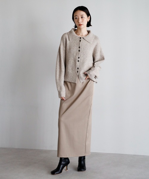 amini（アミニ）の「襟付きポロニットカーディガン（カーディガン/ボレロ・レディース・ブラック/ベージュ/アイボリー/ブラウン/グレー・MEDIUM）」の12枚目の写真