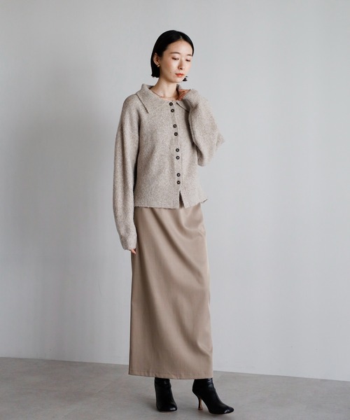 amini（アミニ）の「襟付きポロニットカーディガン（カーディガン/ボレロ・レディース・ブラック/ベージュ/アイボリー/ブラウン/グレー・MEDIUM）」の13枚目の写真