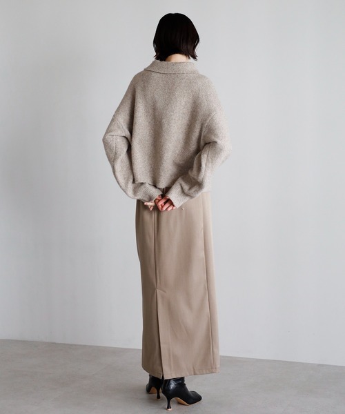 amini（アミニ）の「襟付きポロニットカーディガン（カーディガン/ボレロ・レディース・ブラック/ベージュ/アイボリー/ブラウン/グレー・MEDIUM）」の14枚目の写真