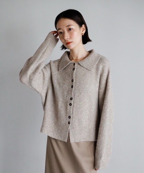 amini（アミニ）の「襟付きポロニットカーディガン（カーディガン/ボレロ・レディース・ブラック/ベージュ/アイボリー/ブラウン/グレー・MEDIUM）」の15枚目の写真