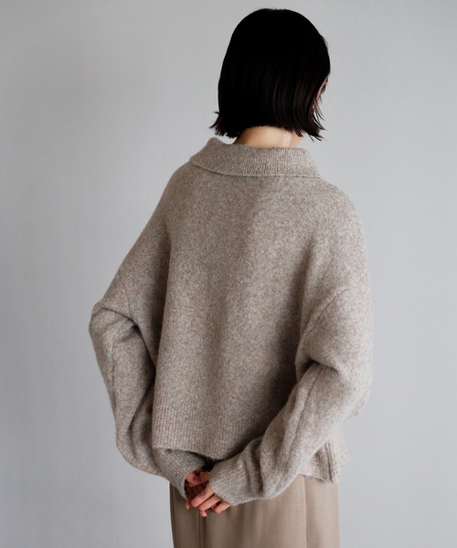 amini（アミニ）の「襟付きポロニットカーディガン（カーディガン/ボレロ・レディース・ブラック/ベージュ/アイボリー/ブラウン/グレー・MEDIUM）」の17枚目の写真