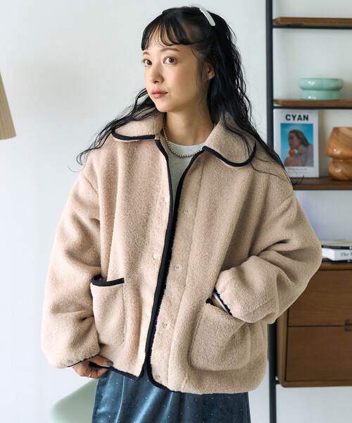 FREAK'S STORE(フリークスストア)の「丸襟 カットボアジャケット(ブルゾン・レディース・オフホワイト/ブラック/ライトグレー/ブラウン・フリ-)」の10枚目の写真