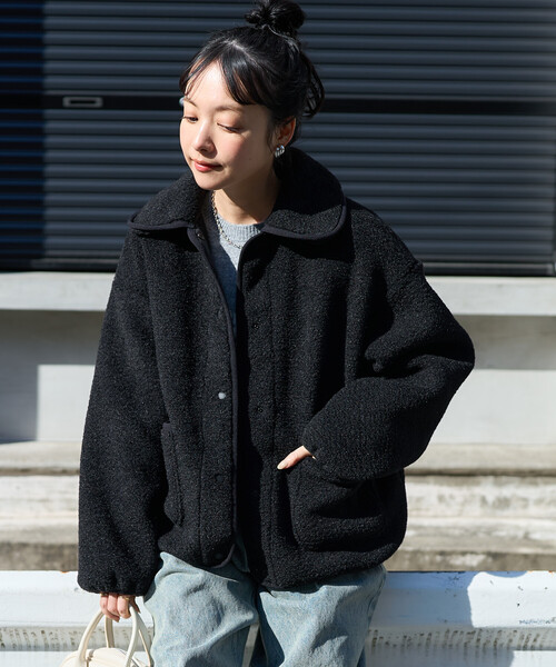 FREAK'S STORE(フリークスストア)の「丸襟 カットボアジャケット(ブルゾン・レディース・オフホワイト/ブラック/ライトグレー/ブラウン・フリ-)」の14枚目の写真