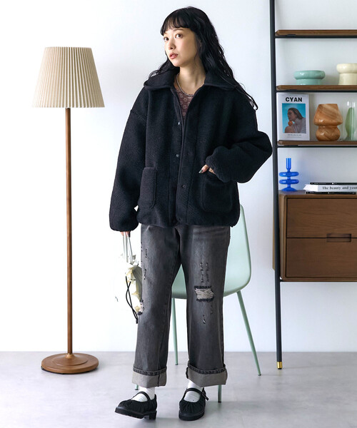 セール】丸襟 カットボアジャケット（ブルゾン）｜FREAK'S STORE