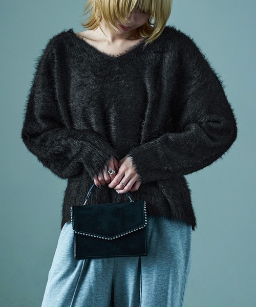 Fashion Letter(ファッションレター)の「シャギーニット バックリボン ニットプルオーバー(ニット/セーター・レディース・グレイッシュベージュ/ブラック/アイボリー・M)」の15枚目の写真