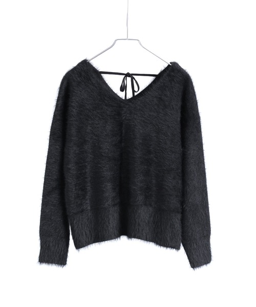 Fashion Letter(ファッションレター)の「シャギーニット バックリボン ニットプルオーバー(ニット/セーター・レディース・グレイッシュベージュ/ブラック/アイボリー・M)」の19枚目の写真