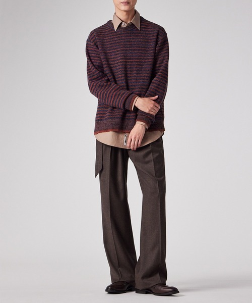 メランジボーダー クルーネックニット / 253402 558Z（ニット/セーター