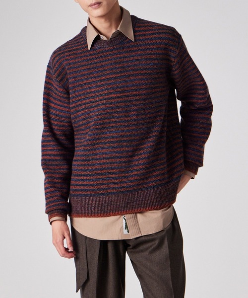 Paul Smith（ポールスミス）の「メランジボーダー クルーネックニット / 253402 558Z（ニット/セーター・メンズ・オレンジ・MEDIUM/LARGE/X-LARGE）」の3枚目の写真