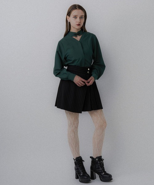 HARE（ハレ）の「2WAYチャイナブラウス(HARE)（シャツ/ブラウス・レディース・ブルー/グリーン/ブラック・FREE）」の5枚目の写真