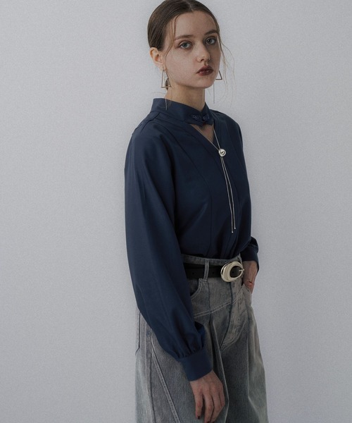 HARE（ハレ）の「2WAYチャイナブラウス(HARE)（シャツ/ブラウス・レディース・ブルー/グリーン/ブラック・FREE）」の6枚目の写真