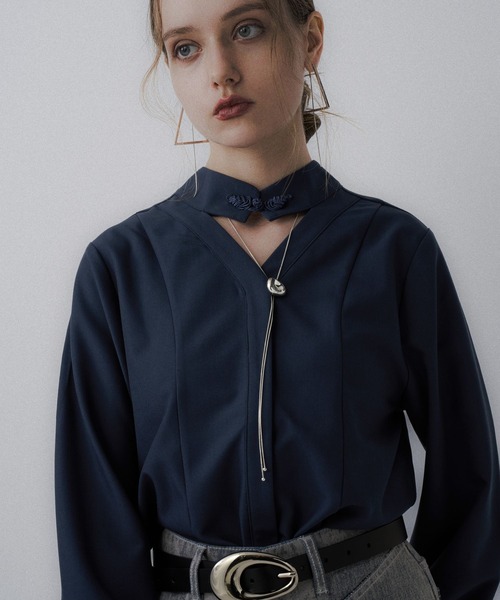 HARE（ハレ）の「2WAYチャイナブラウス(HARE)（シャツ/ブラウス・レディース・ブルー/グリーン/ブラック・FREE）」の7枚目の写真