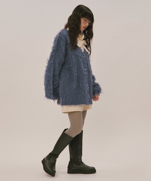 loin nuit(ロワンニュイ)の「mix color shaggy cardigan / ミックスカラーシャギーカーディガン(カーディガン/ボレロ・レディース・ブルー/ライトグレー/ボルドー・FREE)」の7枚目の写真