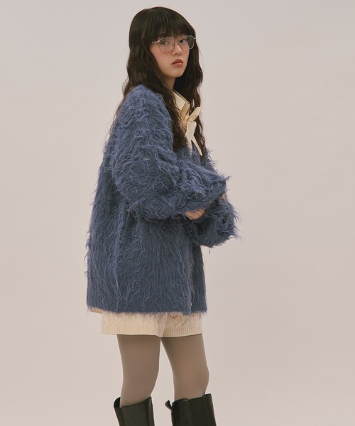 loin nuit(ロワンニュイ)の「mix color shaggy cardigan / ミックスカラーシャギーカーディガン(カーディガン/ボレロ・レディース・ブルー/ライトグレー/ボルドー・FREE)」の9枚目の写真