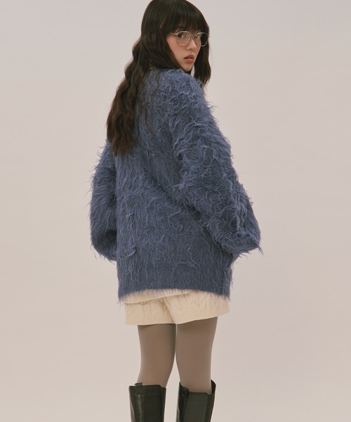 loin nuit(ロワンニュイ)の「mix color shaggy cardigan / ミックスカラーシャギーカーディガン(カーディガン/ボレロ・レディース・ブルー/ライトグレー/ボルドー・FREE)」の11枚目の写真