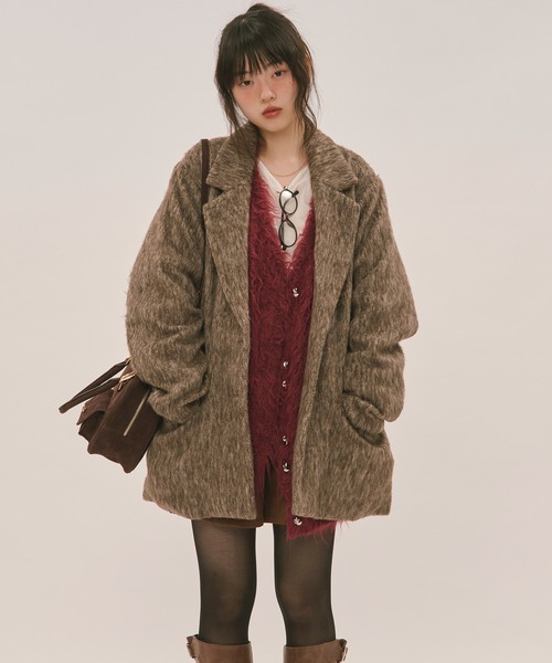 mix color shaggy cardigan / ミックスカラーシャギーカーディガン
