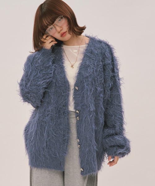 loin nuit(ロワンニュイ)の「mix color shaggy cardigan / ミックスカラーシャギーカーディガン(カーディガン/ボレロ・レディース・ブルー/ライトグレー/ボルドー・FREE)」の20枚目の写真