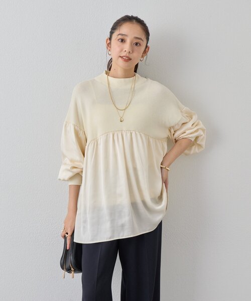 un dix cors（アンディコール）の「《デイリーに活躍》ミドルネックニットプルオーバー（ニット/セーター・レディース・アイボリー/ブラック・FREE）」の16枚目の写真