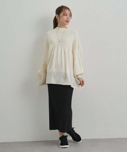 un dix cors（アンディコール）の「《デイリーに活躍》ミドルネックニットプルオーバー（ニット/セーター・レディース・アイボリー/ブラック・FREE）」の8枚目の写真