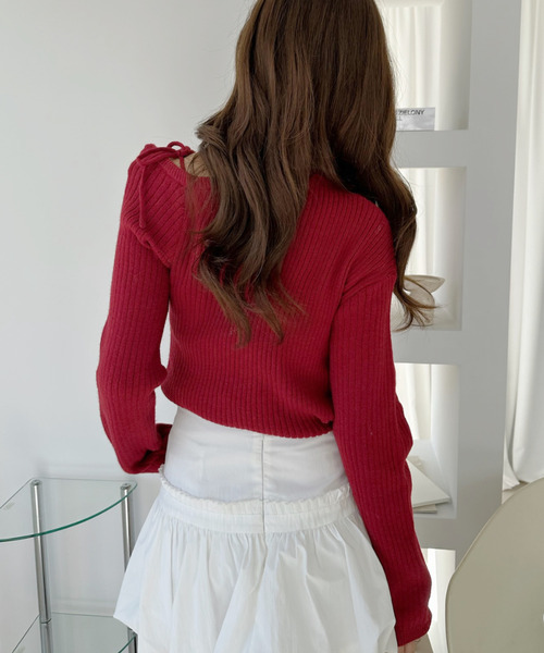 Ada.(エイダ)の「リボンショルダー リブニット トップス(ニット/セーター・レディース・アイボリー/ブラック/レッド・FREE)」の19枚目の写真