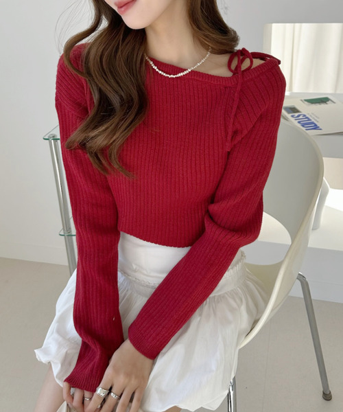 Ada.(エイダ)の「リボンショルダー リブニット トップス(ニット/セーター・レディース・アイボリー/ブラック/レッド・FREE)」の16枚目の写真