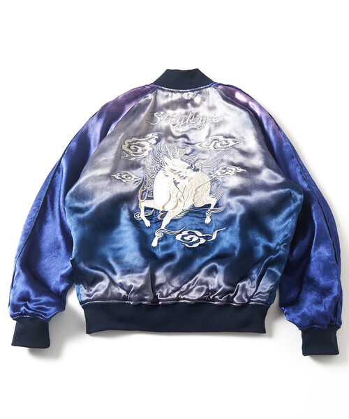 Alpha Industries（アルファインダストリーズ）の「Alpha Industries/アルファ インダストリーズ 別注 Tempaly × Alpha Industries × FREAK'S STORE エイジング加工 レーヨンサテン スカジャン（MA-1・メンズ・ブルー/ブラウン・SMALL/MEDIUM/LARGE/X-LARGE）」の18枚目の写真