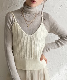 She's Closet（シーズクローゼット）の「ショート丈クロップドVネックミニケーブル編みニットビスチェキャミソール（ベスト）」