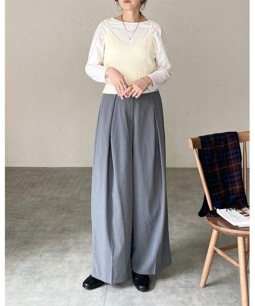 She's Closet（シーズクローゼット）の「ショート丈クロップドVネックミニケーブル編みニットビスチェキャミソール（ベスト・レディース・ブラウン/アイボリー/ブラック/グレー・FREE）」の16枚目の写真