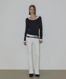 Mid-Rise Boot Cut Pants White